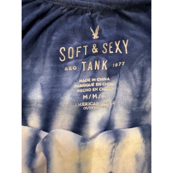American Eagle Soft & Sexy Blue Tie-Dye Tank Top M Flowy Adjustable Straps - Picture 3 of 7